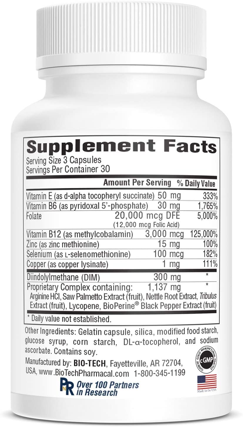 The supplement facts of  an AndroDIM dietary supplement bottle on the back side