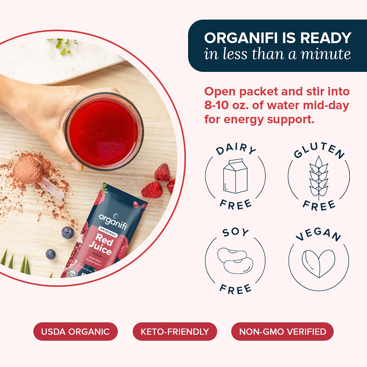 an eco label of Organifi Red Juice