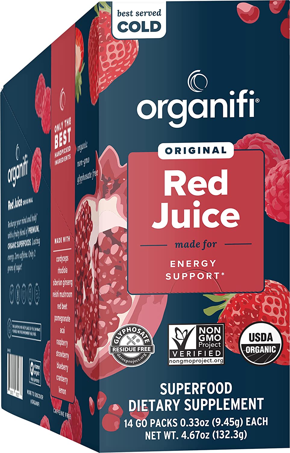 The front and side of a Red Juice Go Pack box