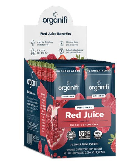 a box of Organifi Red Juice packets