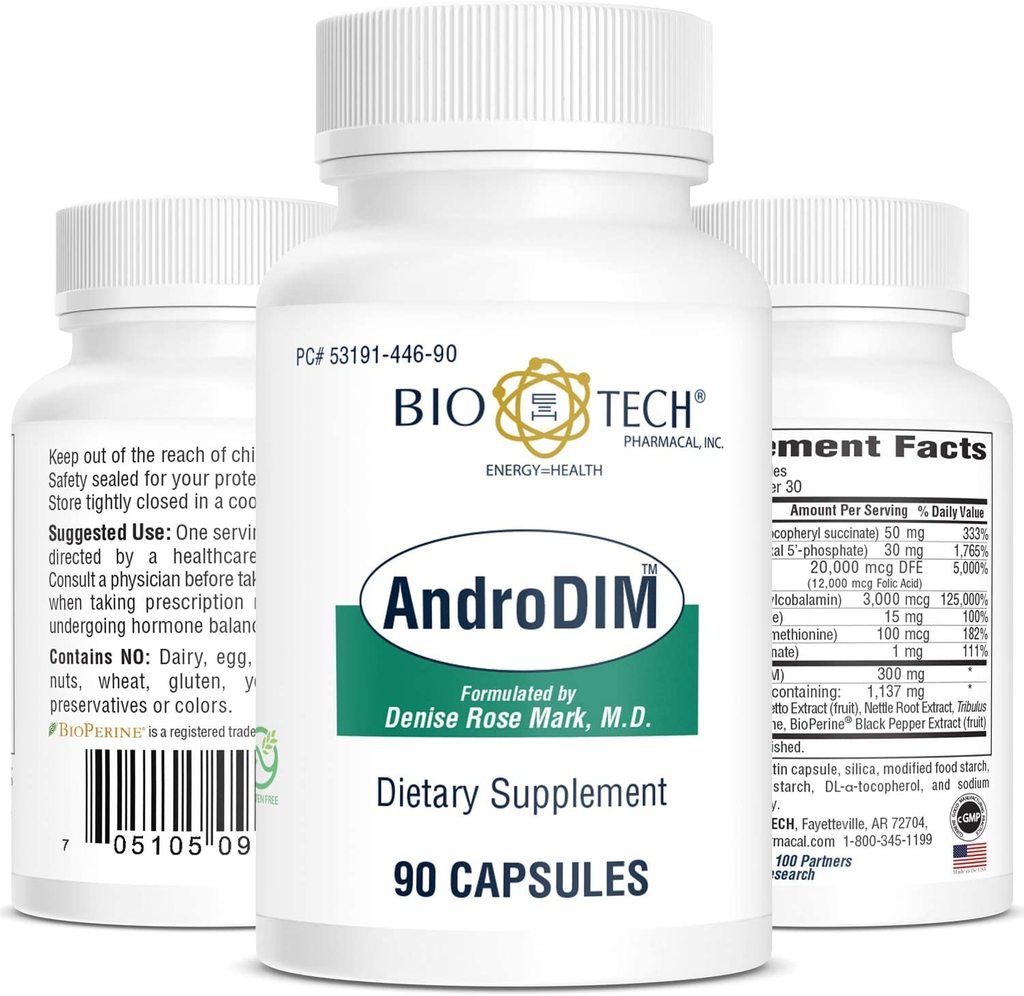 Three bottles of AndroDIM dietary supplements
